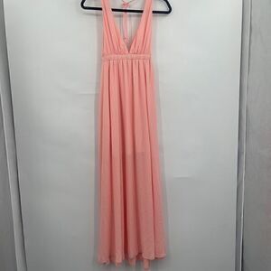 Show me your Mumu Women's Pink V-Neck Sleeveless Ava Maxi Dress Steel Size XS